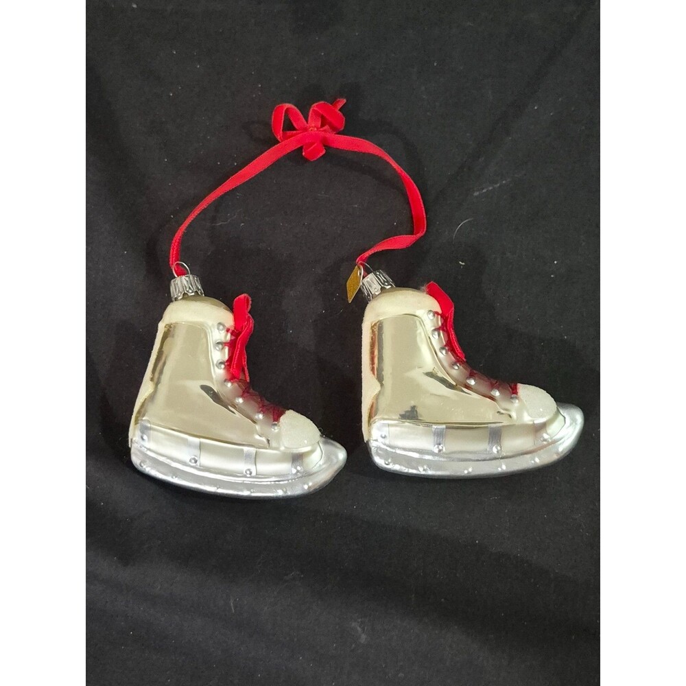 Vtg Discovery Channel Store Mercury Style Glass Ice Skate Ornaments EUC